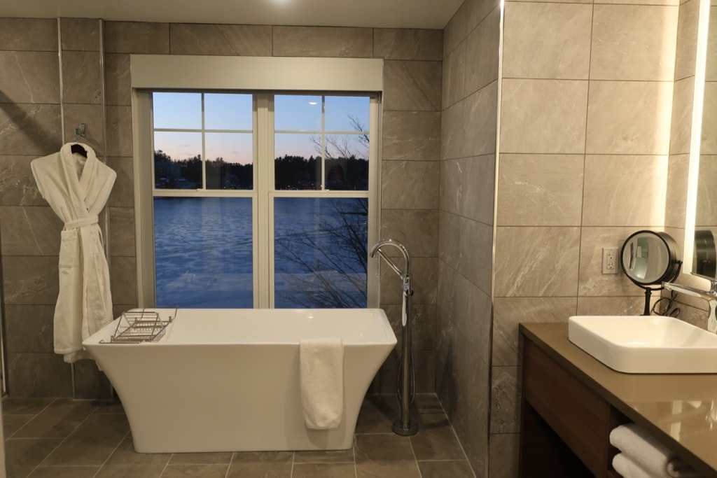 Governors Suite Soaking Tub with View Saranac Waterfront Lodge
