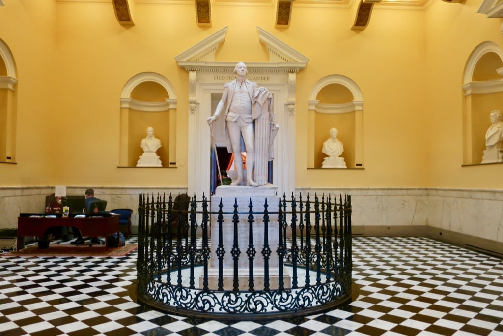 Lifelike George Washington statue Virginia State Capitol Richmond