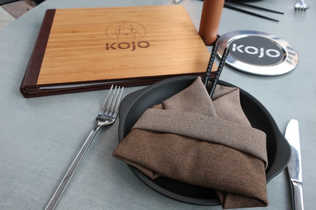 KoJo Restaurant menu and table setting Sarasota FL