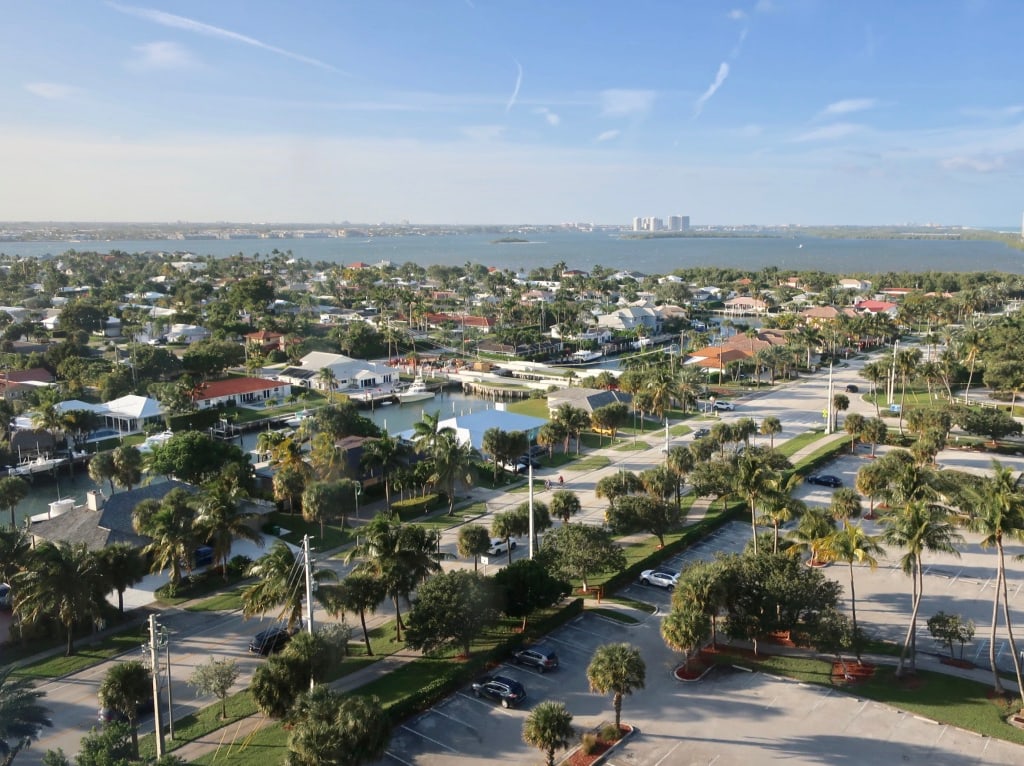 Singer Island homes on canals aerial view