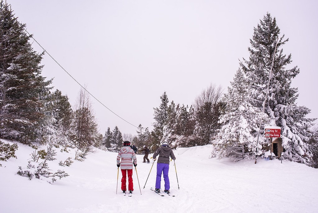 Two skiers at Camelback Ski Resort
