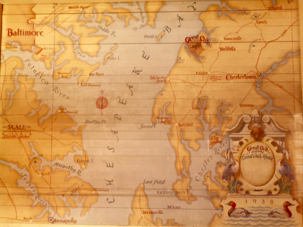 roll-down bar shutter features a painted map of Chesapeake Bay