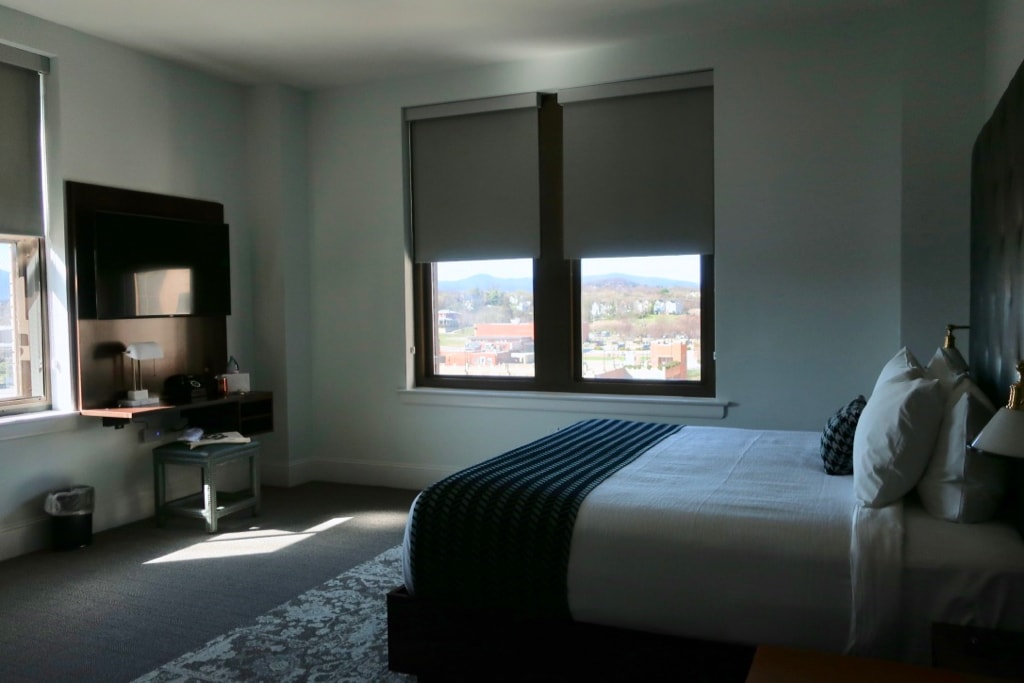 7th floor guest room with view of Roanoke and Appalachian Mountains Liberty Trust Hotel 