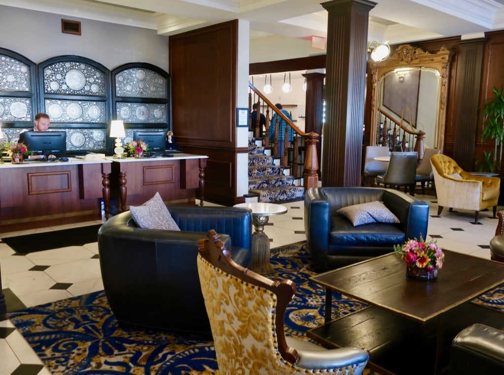 Lobby reception of Adelphi Hotel Saratoga Springs NY