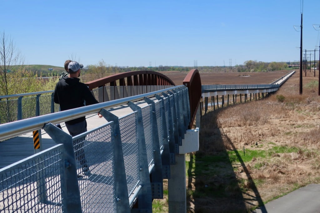 Elevated boardwalk of the Jack Markell Bike Trail in Wilmington DE