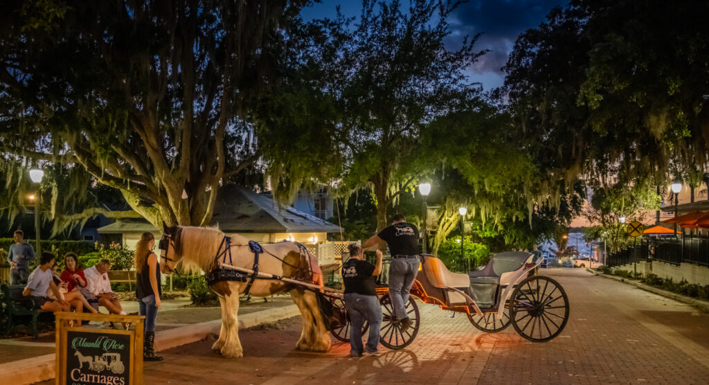 Carriage rides on a Mount Dora romantic getaway.