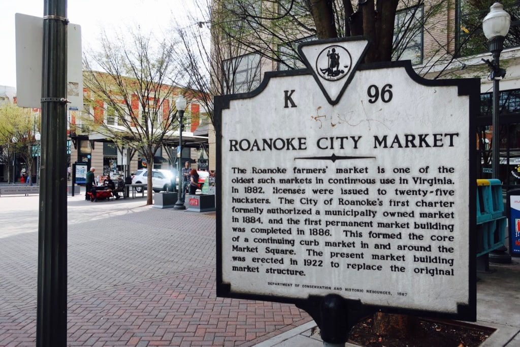 Historic Roanoke City Market plaque