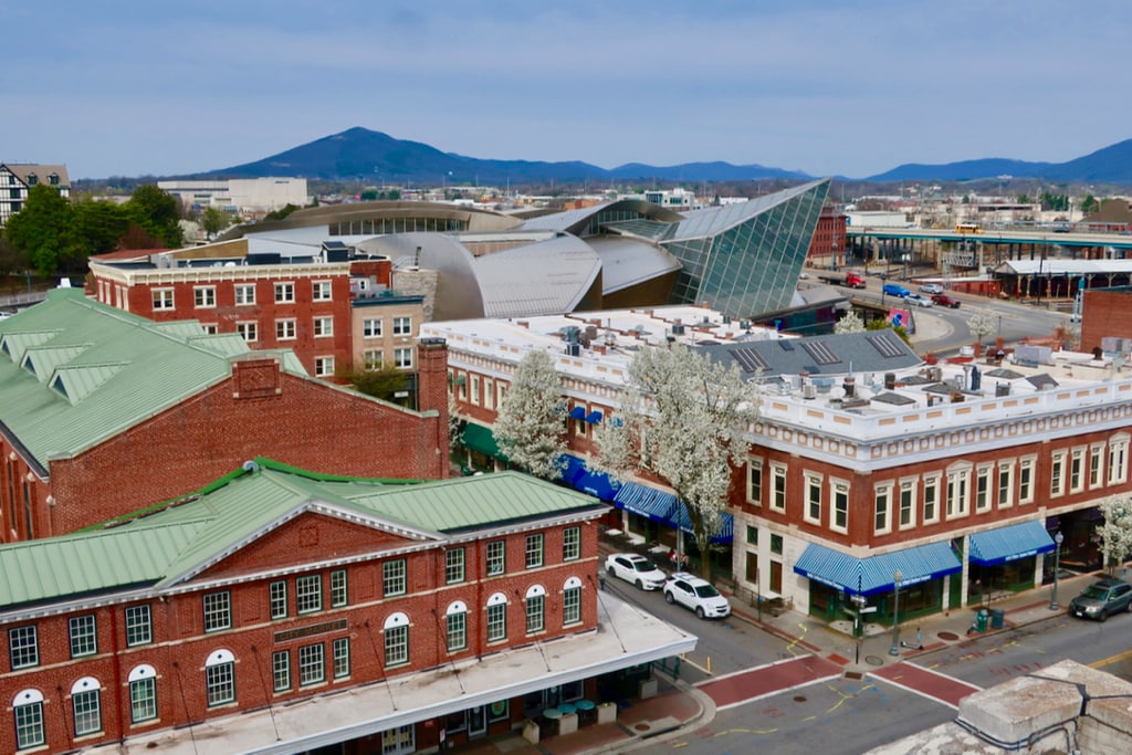 Downtown Roanoke VA with Appalachian Mountains