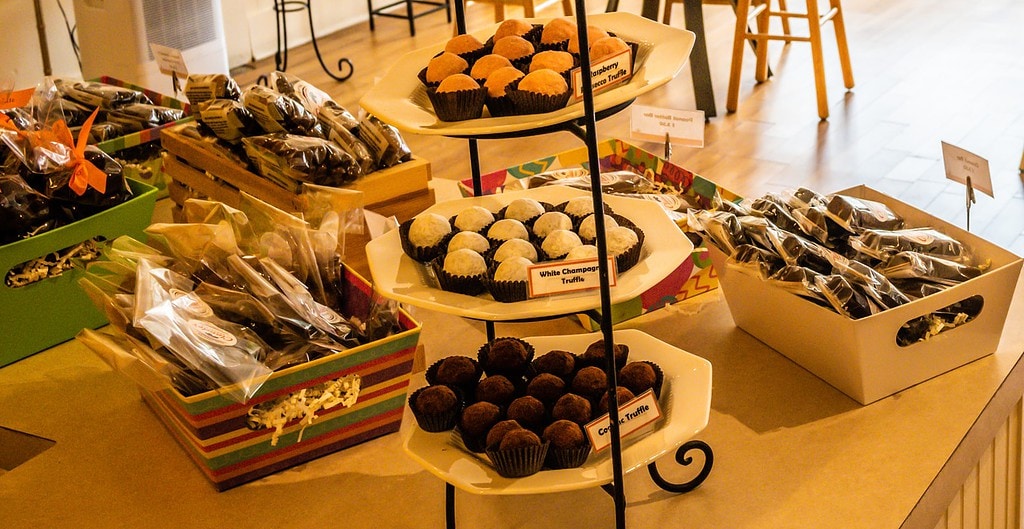 Truffles on display at Claude's Chocolates