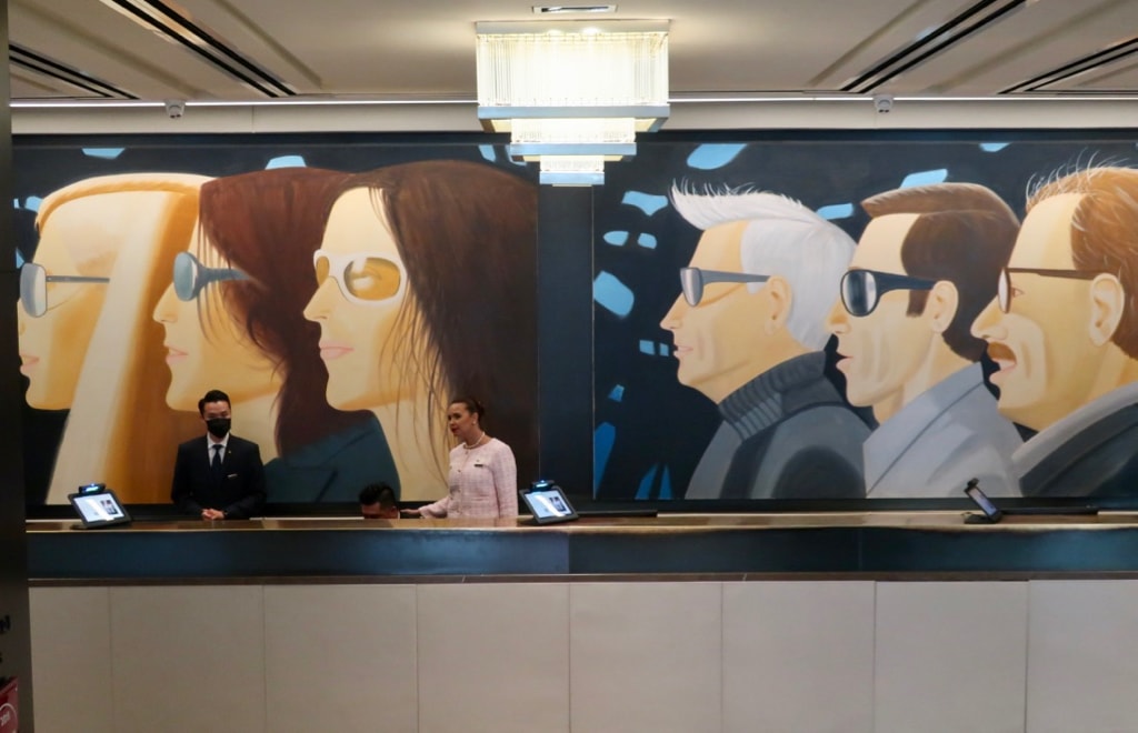 Alex Katz mural at Langham Hotel reception NYC