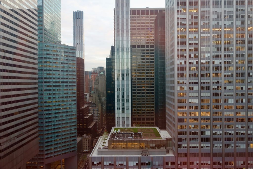 Midtown Manhattan birds eye view from 33rd floor of Concorde Hotel NY