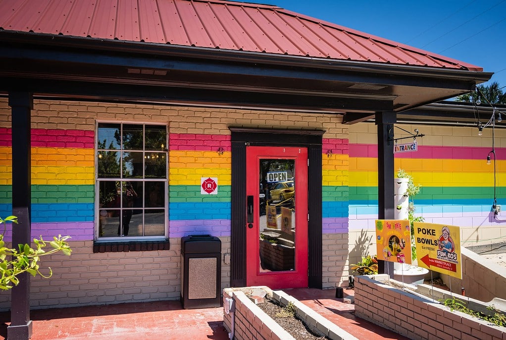 Rainbow mural at Mount Dora Marketplace