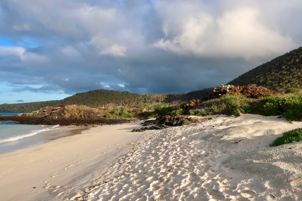 Floreana beach with clouds in late afternoon - Galapagos