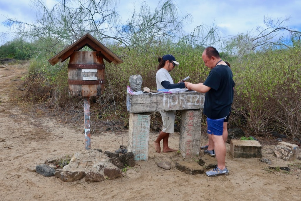 Drop a Letter, Pick up a letter in Post Office Bay Galapagos