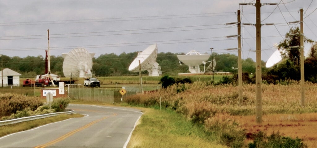 Road to Chincoteague VA with NASA Wallops Flight Facility Satellite Dishes