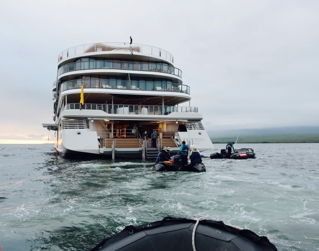 Zodiacs returning to Silversea Silver Origin Galapagos