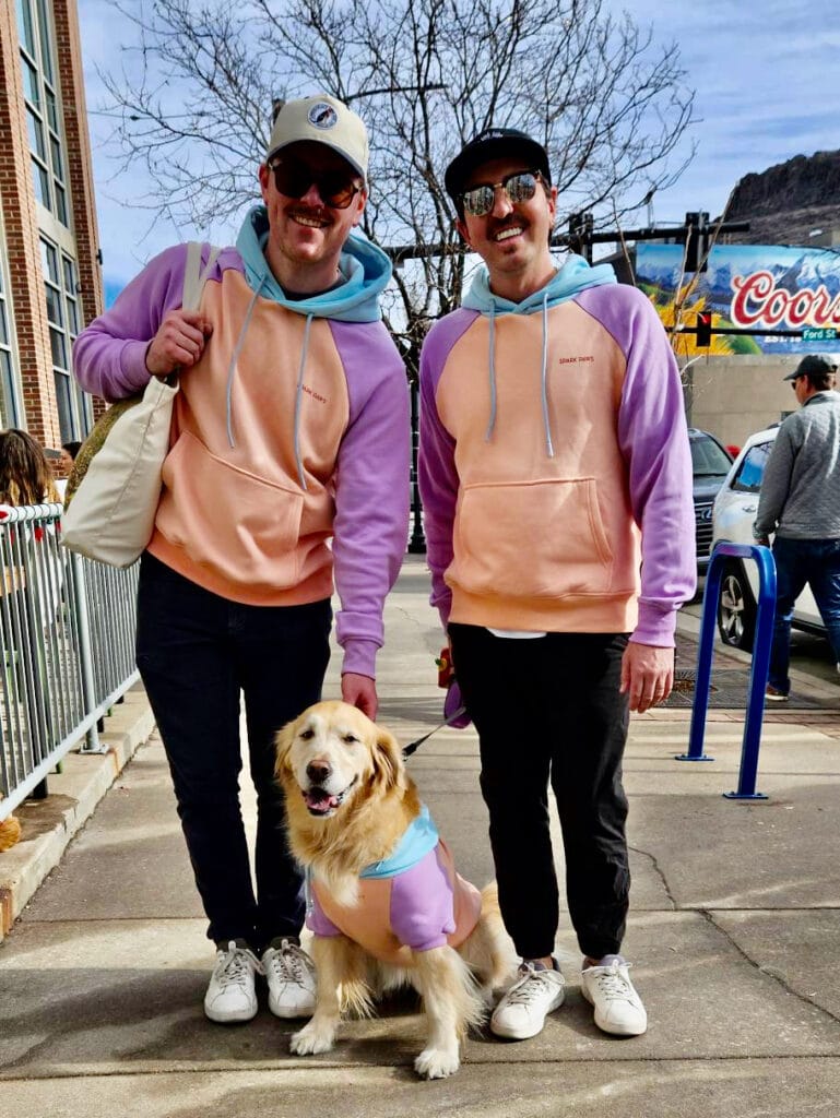 Couple with Golden Retriever at Goldens in Golden CO Meetup 2026