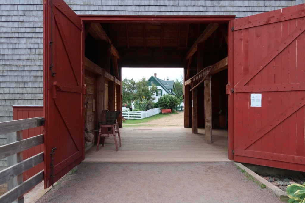 Green Gables house through barn doors, Cavendish PEI