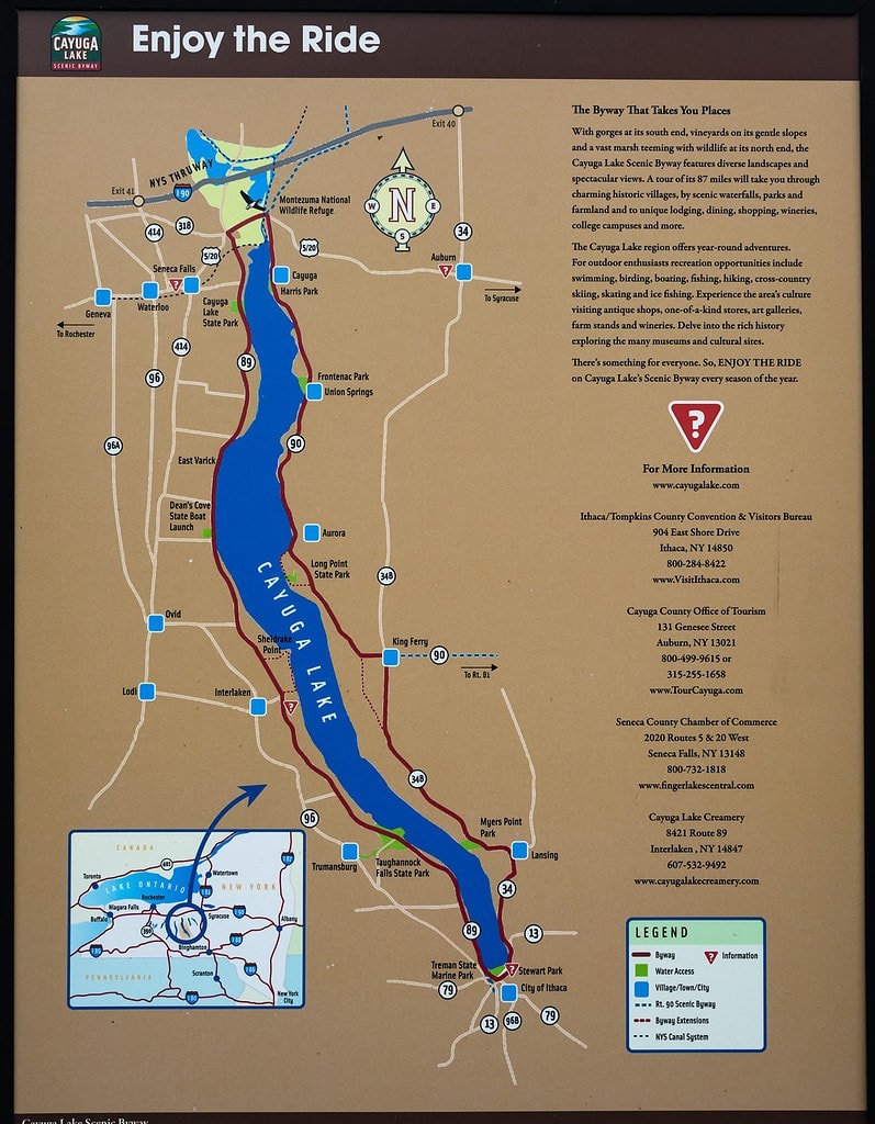 Cayuga Lake Scenic Byway map