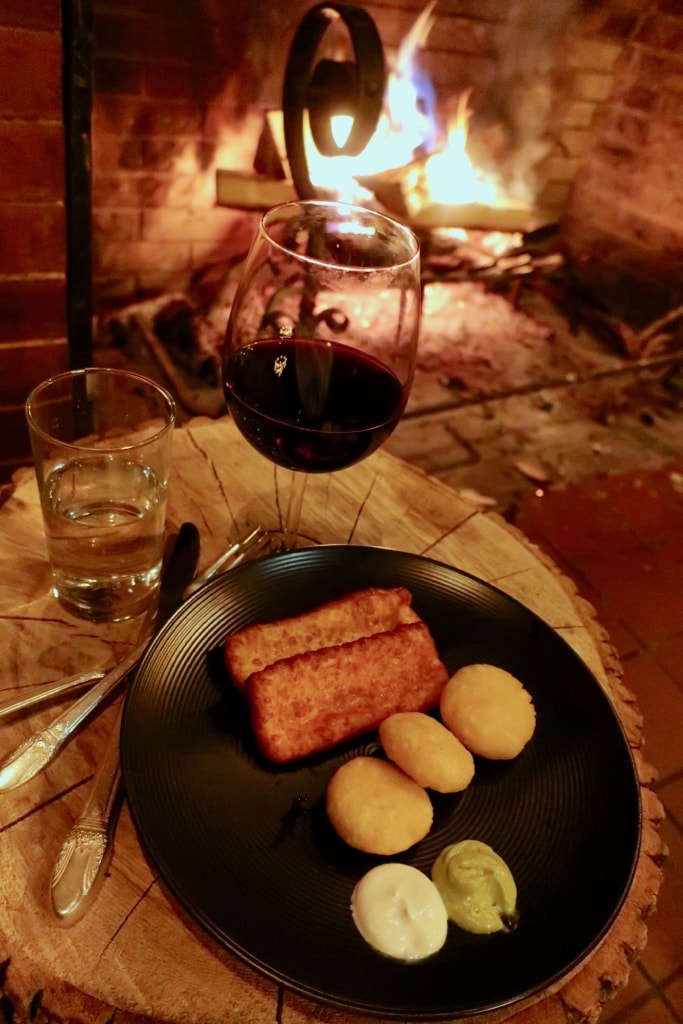 Latin Night Meal by Apple Tree Inn fireplace Lenox MA