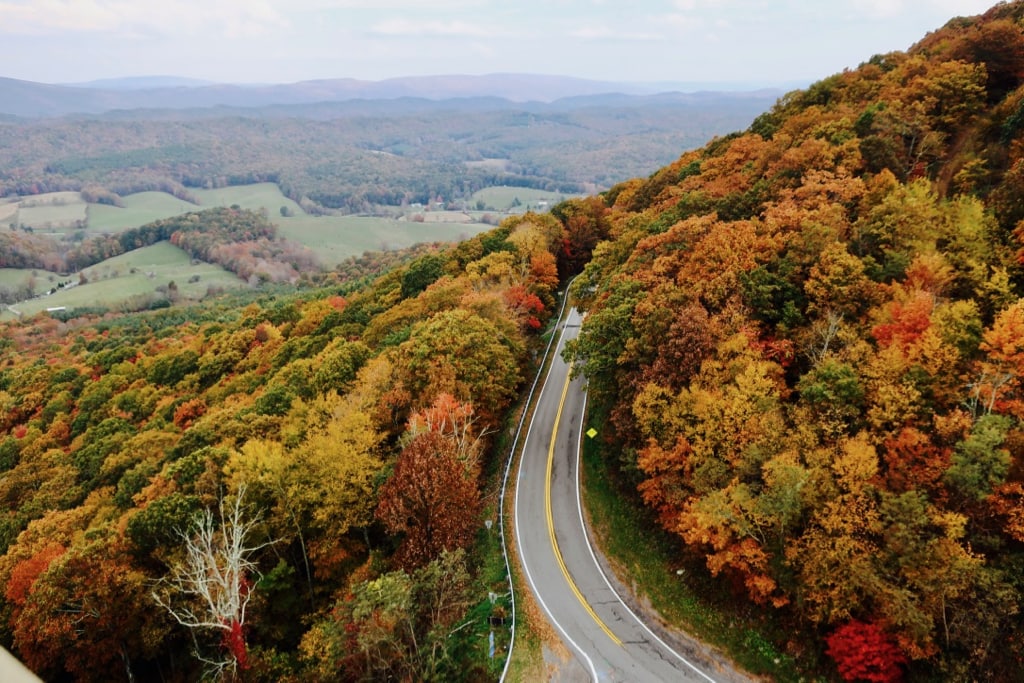 Fall foliage view of SW Virginia mountains from Big Walker Lookout Tower