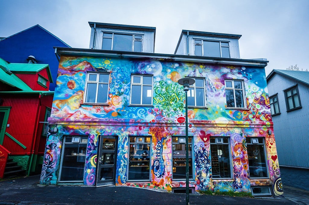 Braud & Co.'s Downtown Reykjavik location's colorful exterior 