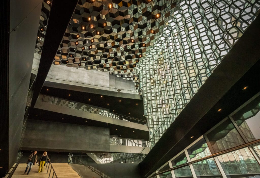 Interior staircase at Harpa Concert Hall