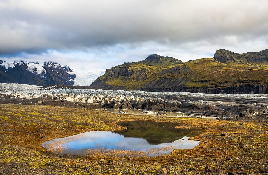 Water reflecton at Svinafellsjokul Glacier.