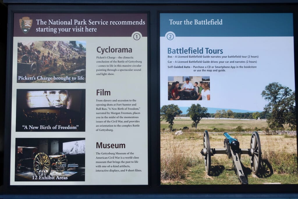 Gettysburg National Battlefield Visitors Center Sign