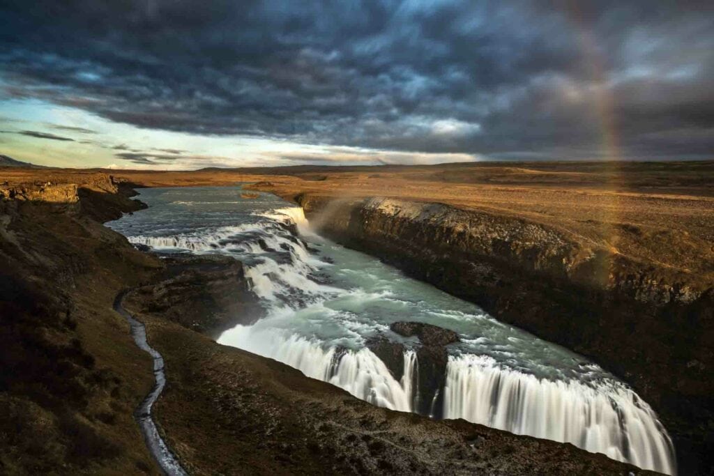 Rainbow over Gulfoss Waterfall