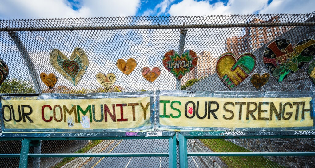 Community art project found on overpass walkway above the West Side Highway.