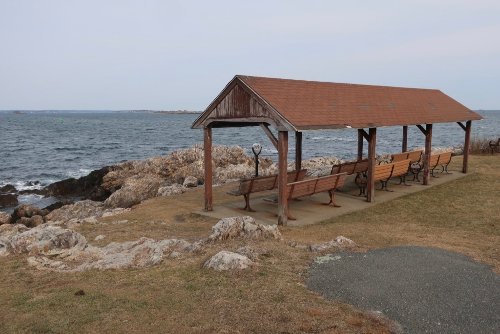 Park Bench pavilion at Chandler Hovey Park Marblehead MA 