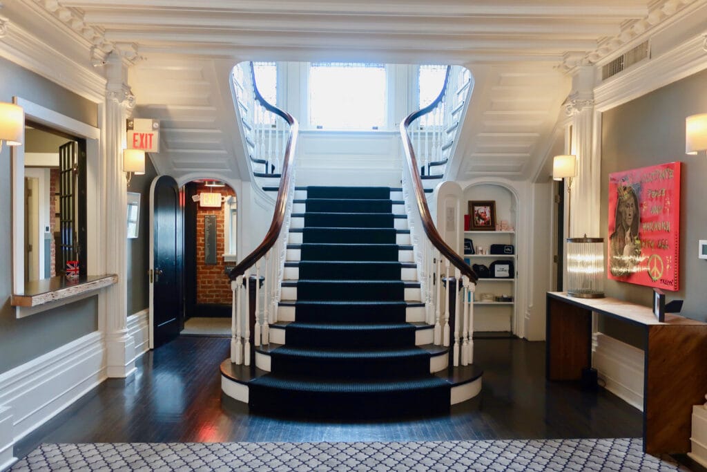 Foyer of The George Hotel with double staircase, Montclair NJ