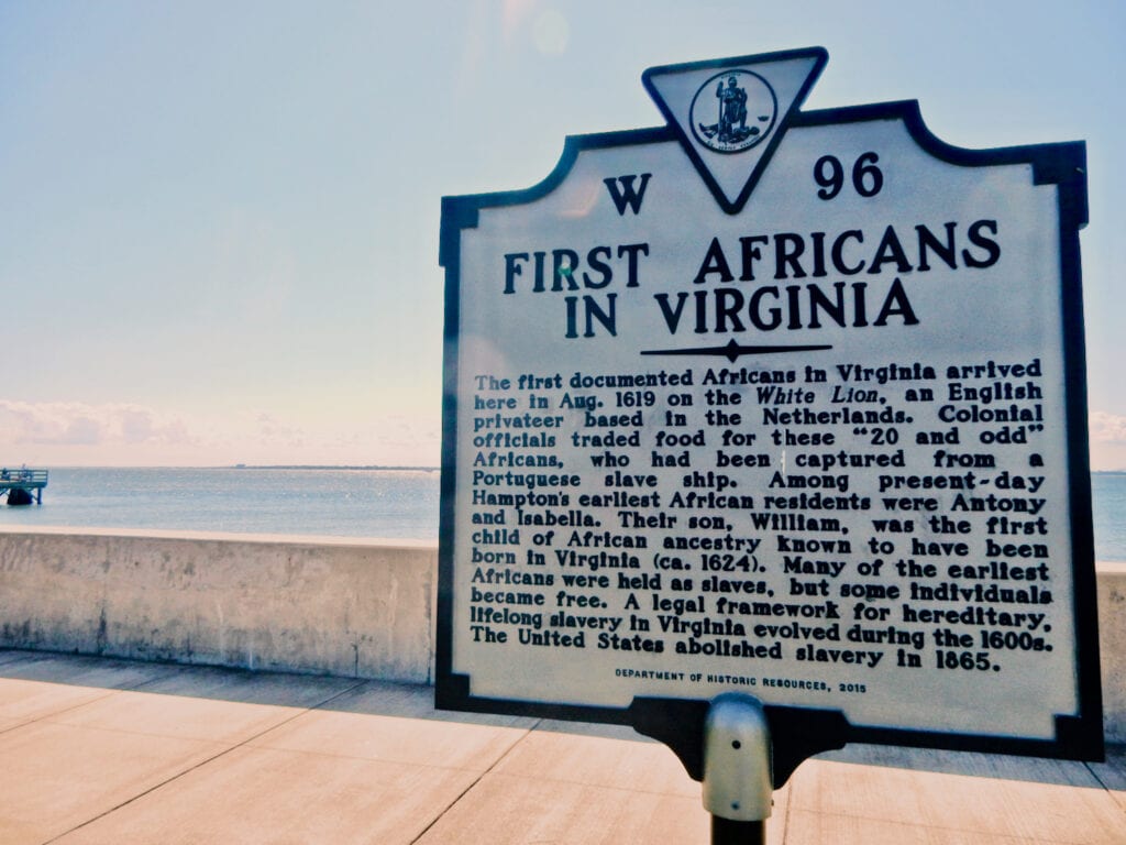 Africans first landing point in Virginia at Fort Comfort in 1619