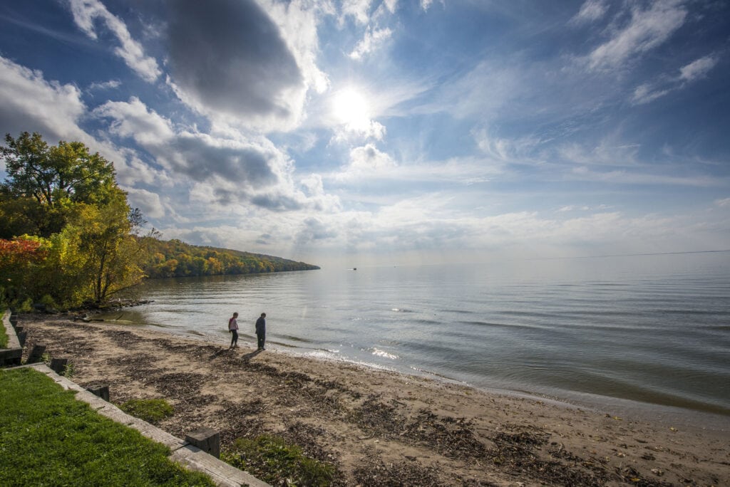 Beach on the shores of Lake Winnebago at High Cliff State Park. Credit: Fox Cities CVB.