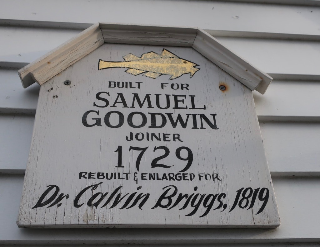Built for Samuel Goodwin, 1729 plaque on exterior of Harbor Light Inn