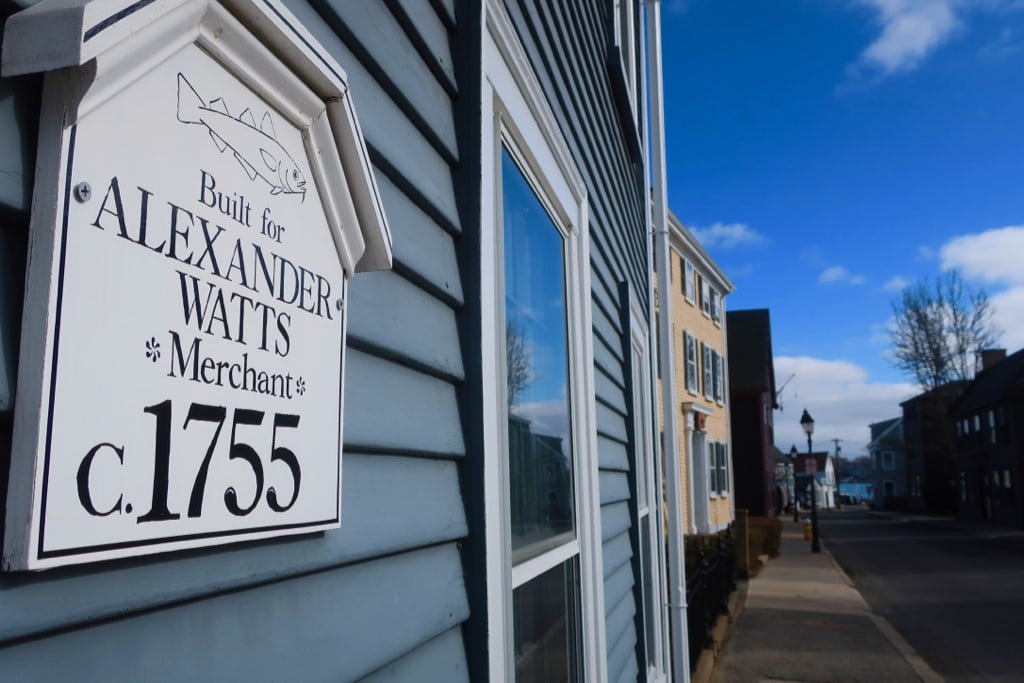 Name and date plaque on historic 1755 home Marblehead MA