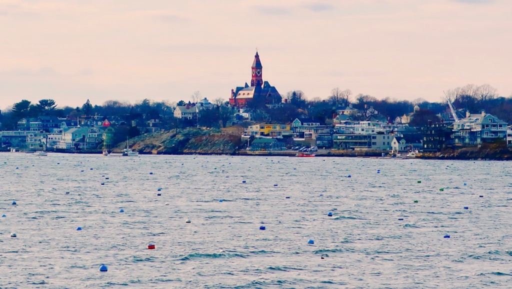 Abbot Hall is highest building in Marblehead MA as seen from Chandler Hovey Park