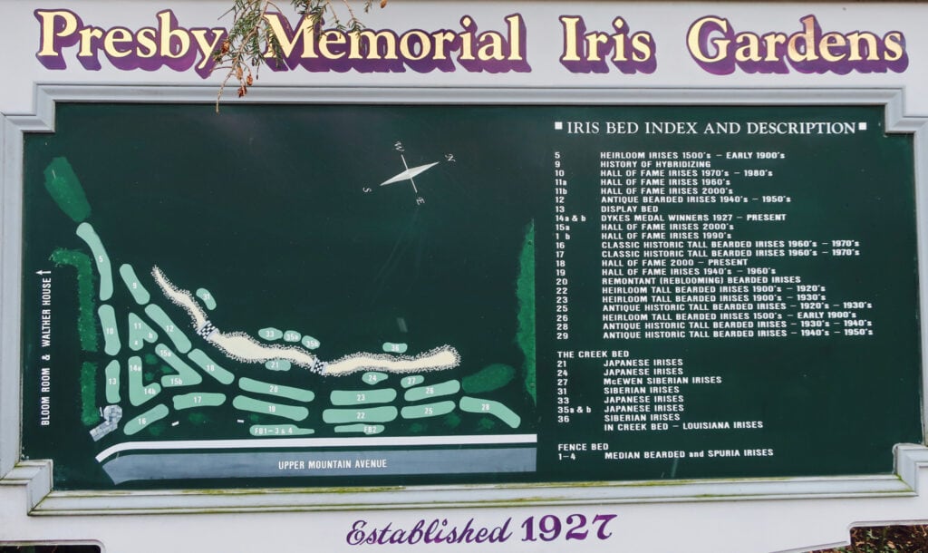 Map of Presby Memorial Iris Garden in Montclair NJ
