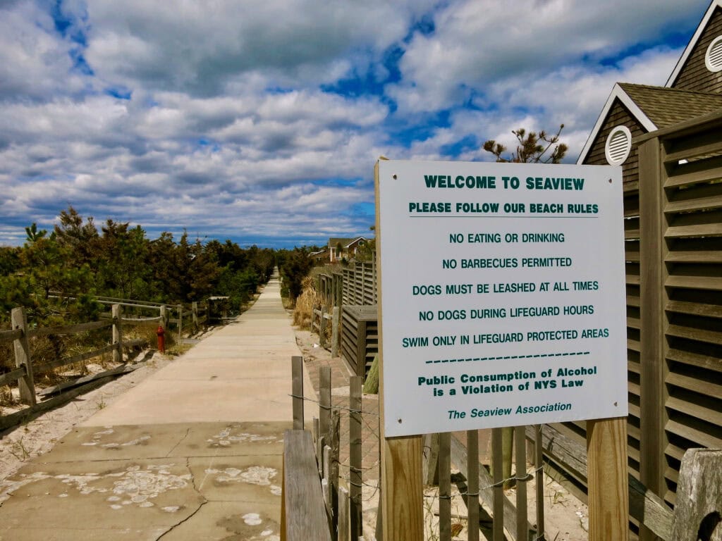 Welcome to Seaview sign on Fire Island NY