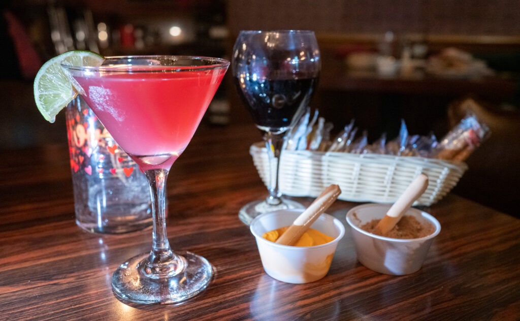 Grape Martini with Cheese and Crackers at George's Steak House.