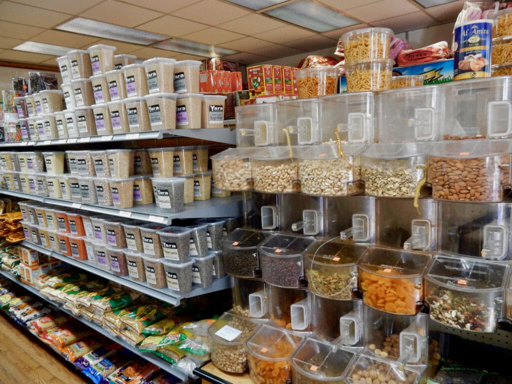 Stocked shelves at Grand Market International Foods Charlottesville VA