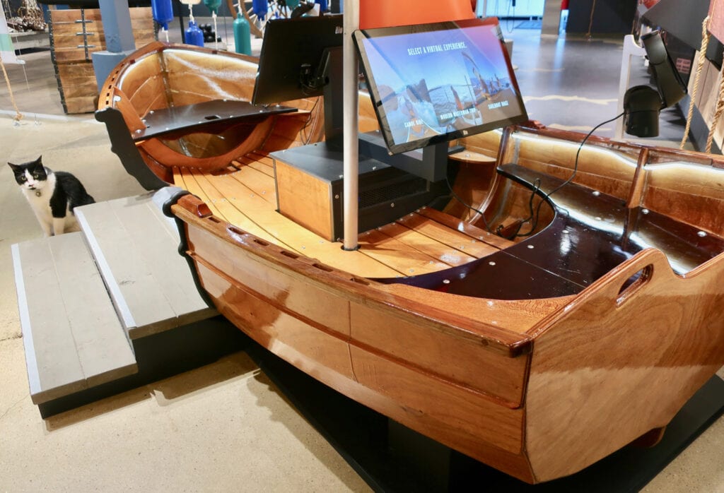 Interactive wooden dory at Annapolis Maritime Museum Eastport