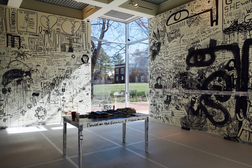 Temporary community graffiti exhibit at Mitchell Art Museum on St Johns College Campus Annapolis