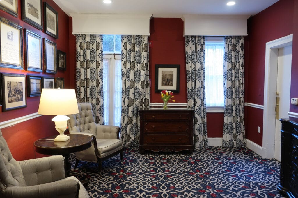 Comfy parlor in Robert Johnson House - smallest of the Historic Inns of Annapolis