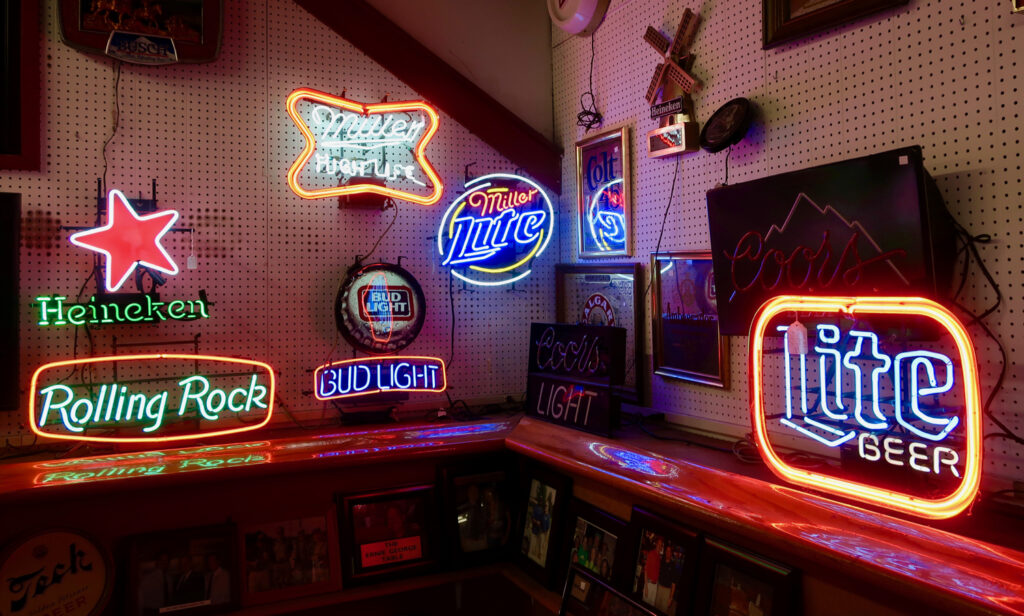Neon Beer signs for sale at Bahoukas Antique Mall  havre de grace md