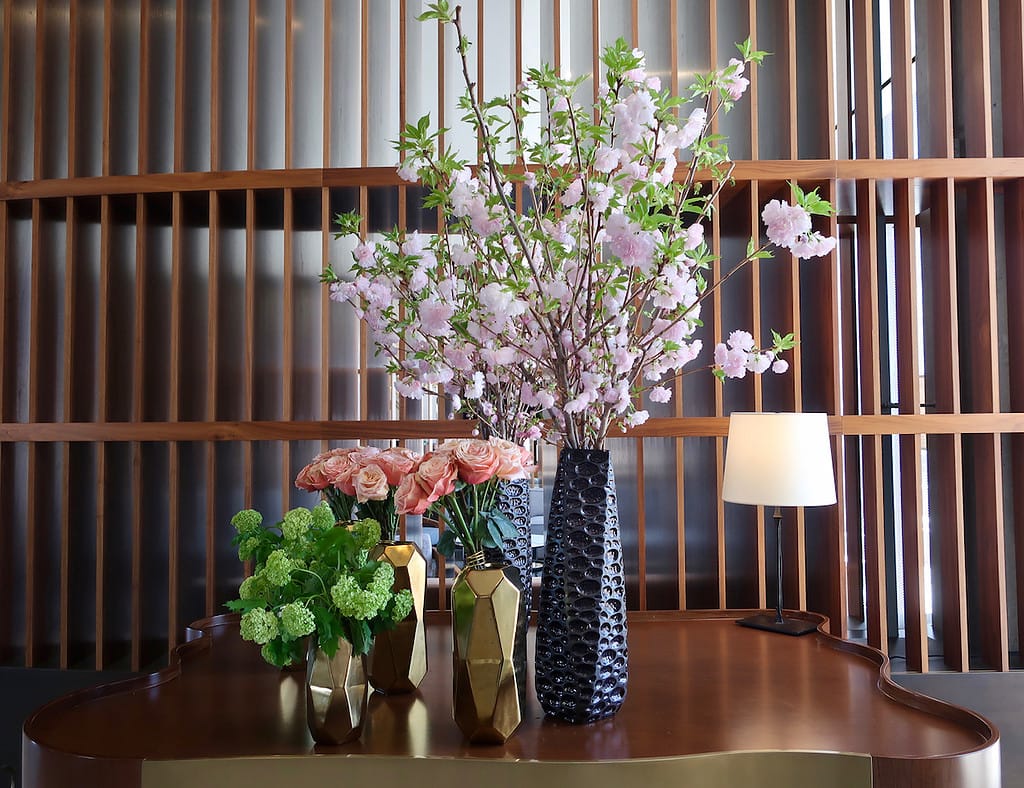 Floral arrangement in Watermark Hotel lobby Tysons VA