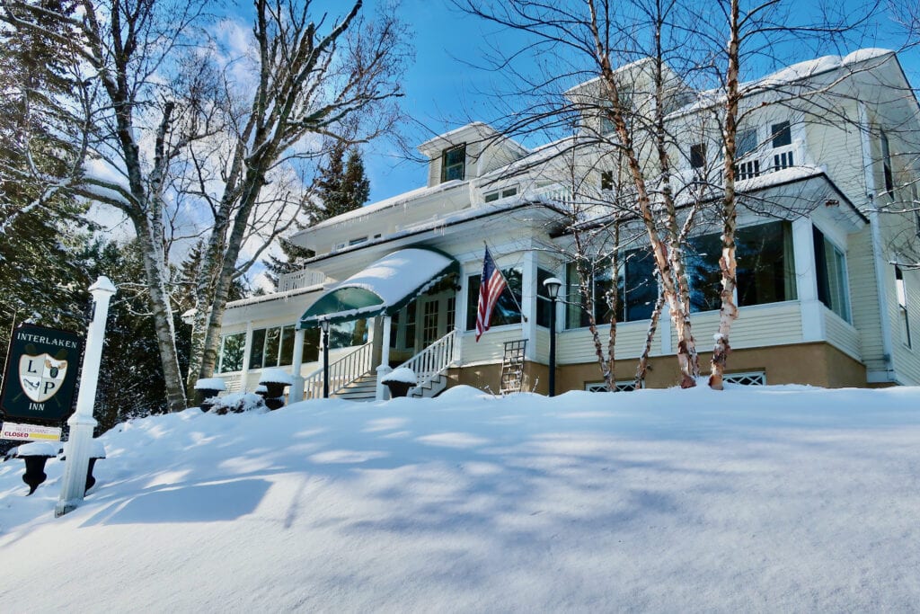 Interlaken Inn Lake Placid in winter snow