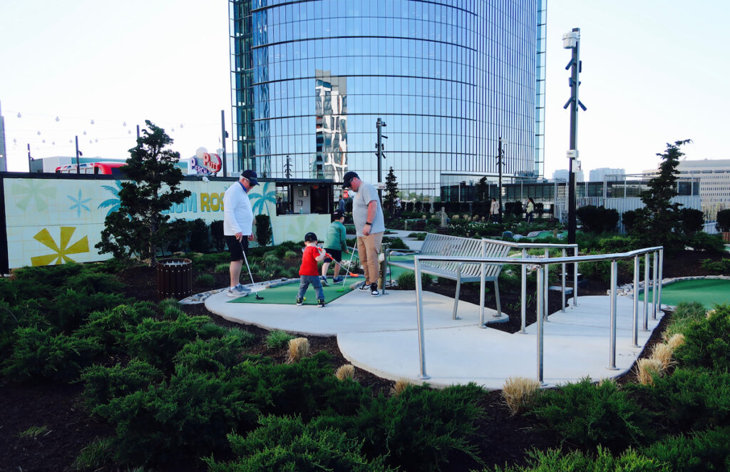 Mini Golf toddler and family at The Perch Tysons VA