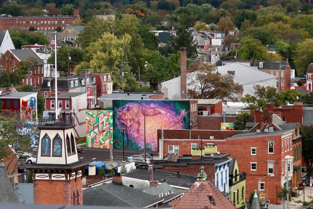 View from Yorktowne Hotel rooftop bar York PA